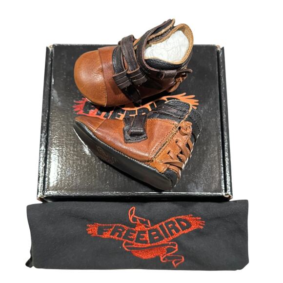 Freebird Baby Crue Leather Western Booties in Brown Cognac Size 3-6 Months NEW - Picture 1 of 9